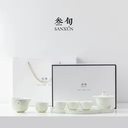 Teaware Sets White Tea Set Aesthetic Charms Ceramic Portable Teapot And Cup Ceremony Gift Box Tetera Porcelana BG50TS