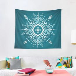 Tapestries Mandala Teal And White Tapestry Room Decorating Aesthetic Decor Korean Style