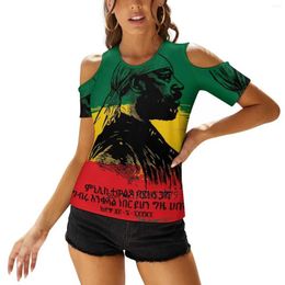 Women's T Shirts Emperor Menelik Ii Of Ethiopia Adwa ( Amharic ) Women Print T-Shirt Summer Casual Tops Streetwear Shirt Boho Ladies Top