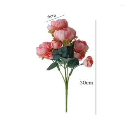 Decorative Flowers Home Floral Simulation Green Plant Silk Vintage Peony Bouquet Restaurant Decoration Artificial Flower Champagne Peonies