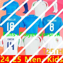 2024 2025 Jersey 125 Italys Soccer Jerseys SCACA IMMOBILE CHIESA Football Shirts RASPADORI JORGINHO BARELLA BASTONI VERRATTI Maglia Italiana National Team s