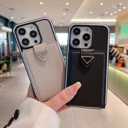 Designer Leather All inclusive Phone Cases For iPhone 15 14 13 12 Pro Max Two-color border 15Pro 15ProMax high-quality With Card Holder Pocket Protective Cover Case