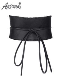 Belts AETRENDS Women Soft Leather Self Tie Wrap Cinch Belt Obi Style Wide Waist Band D01123231615