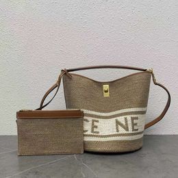 beach tote bag urban minimalist bucket bag celinies fashionable woven versatile lock buckle handbag crossbody bag
