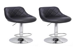 WACO Modern Bar Stools High Tools Type 2pcs Adjustable Chair Disc Rhombus Backrest Design Dining Counter Pub Chairs Black286M8812595
