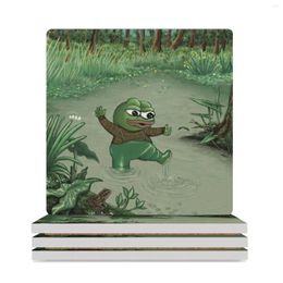 Table Mats Happy Pepe The Frog Ceramic Coasters (Square) Holder For Ceramics Cute Set