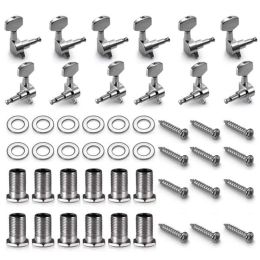 Cables Replacement Spare Parts Accessories 12 Pack Acoustic Guitar Guitar Pins Tuner Head Knobs (6 Left + 6 Right) Silver