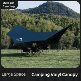 Tents And Shelters Outdoor Camping Vinyl Canopy Portable Sunscreen Coated Shade Tent Waterproof Black UV Sun Shelter