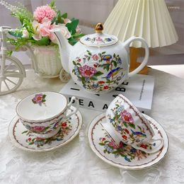 Cups Saucers Bone China Coffee Cup And Saucer European Luxury Home Exquisite Afternoon Tea Teapot Elegant Flower Bird