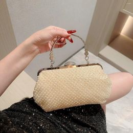 Bag Elegant Pearl Evening Dress Handbag With Metal Top Handle For Women Wedding Bridal Messenger Purse Diamond Clutches Bags