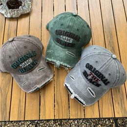 Ball Caps 2024 Washed Cotton Baseball Cap Retro Three-Dimensional Embroidery Soft Hat With All Fashion Street Visor To Make Old