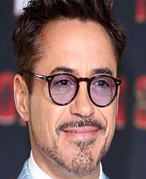 Robert Downey Sunglasses For Red Blue Round Tint Ocean Lens Glasses Fashion Retro Men Acetate Frame Eyewear9252223