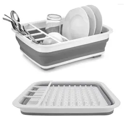 Kitchen Storage Foldable Dish Rack Shelves Drainer Collapsible Washing Up Tableware Plate Organizer Holder