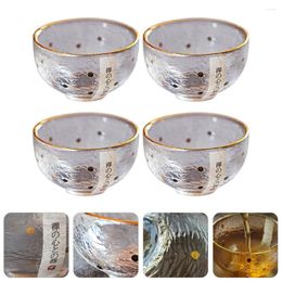 Cups Saucers 4pcs Delicate Japanese-style Sake Glass Tea Drinks Water Cup Bowl