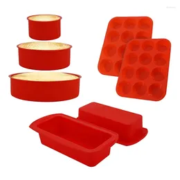 Baking Moulds 3Pcs/Set Silicone Molds Round/Rectangle/12 Cup-shaped Mould Pan Pastry Muffin Cake Mold Accessories Set