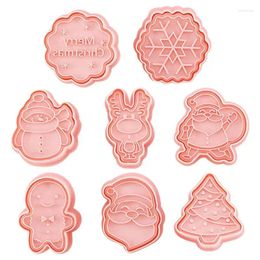 Baking Moulds Christmas Biscuit Molds Pressable Cookie Cutters Party Decoration Tools Tree Elk Cute Pattern Stamp For Home