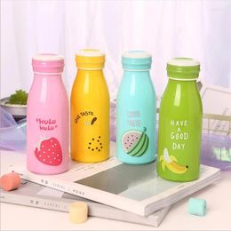 Wine Glasses 300ML Milk Cup Plastic Case Glass Water Cartoon Student With String Handy