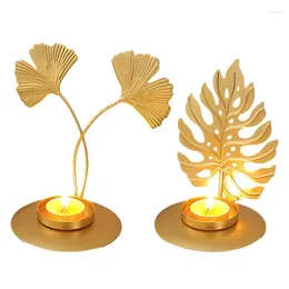 Candle Holders Metal Wire Holder Iron Leaf Shape Tea Light Table Centerpiece Decorative Lanterns For Home Decoration