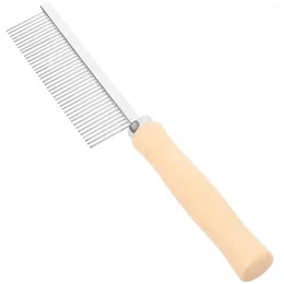 Dog Apparel Pet Cat Comb Wooden Handle Single Row Combing Smoothing Combs For Indoor Cats Dogs Hair Detangler Fur Metal Teeth Convenient