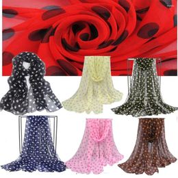 Scarves Hair Soft Hijab Scarf Head Wraps Headband Chiffon Silk Polka Dot Ladies Women's Shawl