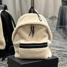Backpack Stylish Lambswool Women And Men Bag Luxury Design Good Quality Shoulder Laced Big Capacity Casual Travel