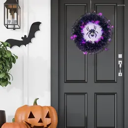 Decorative Flowers Halloween Lighted Wreaths With Purple Lights Party Decor For Living Room Porch Courtyard