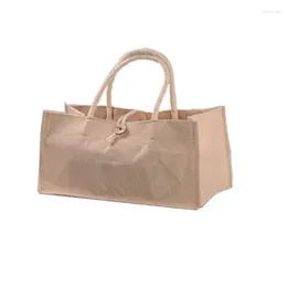 Shopping Bags Jute Tote Burlap Handbag Reusable Beach Grocery Bag With Handle Large Capacity Gift