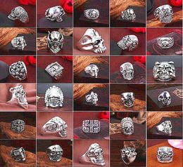 Top Gothic Punk Assorted Skull Sports Bikers Women039s Men039s Vintage Antique Silver Skeleton Jewellery Ring 50pcs Lots Whole3966936