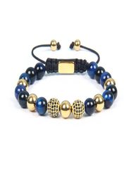 Fashion Black Cz Braiding Bracelet Men Gift Natural Colours Tiger Eye Stone Jewellery Stainless Steel Bracelets Men Women Top Quality6842500