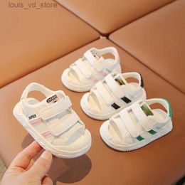 Sandals PU Leather Summer Sandals For Children 2024 Trend Fashion Boys Girls Beach Shoes Anti-slippery Soft-soled Toddler Shoes Footwear T240415