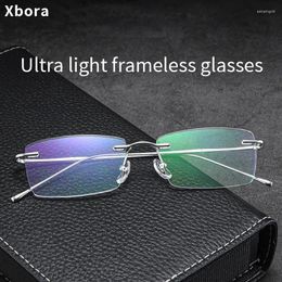 Sunglasses Frames Xbora Pure Titanium High-quality Business Elegant Men's Retro Square Rimless Women's Prescription Optical Glasses 632-A