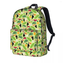 Backpack Tropical Birds Toucan And Leaf Print Camping Backpacks Women Men Streetwear High School Bags Quality Soft Rucksack