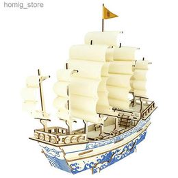 3D Puzzles Ming Ancient Sail Ship 3D Wooden Puzzle Sailing Boat Wood Jigsaw DIY Creative Toys For Children Birthday Gift Desk Decoration Y240415
