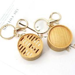 Keychains Lanyards Simulation steamer bag food keychain pendant mini R small stuffed bun school bag