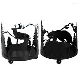 Candle Holders Unique Metal Holder Creative Forest Theme Ornaments For Living Room