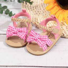 Sandals KIDSUN 2021 New Product Baby Sandals Infant Girls Shoes Bow-knot Princess Rubber Sole Non-slip Toddler First Walkers 2-colors T240415