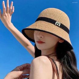 Wide Brim Hats Summer Women Fisherman Hat Sun Protection Anti-UV Foldable Straw Breathable Portable Camping Beach Travel Cap