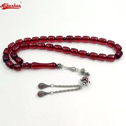 ALBASHAN 10X1M Red Resin Tasbih Misbaha prayer beads muslim Accessories Arabic rosary Jewellery Eid gift Islamic Bracelets 240412