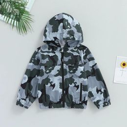 Jackets 2-6Y Kids Boys Zip Up Hoodies Jacket Camouflage Hooded Long Sleeve Coat Fall Winter Clothes Outerwear
