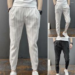 Men's Pants Trendy Men Pencil Slim Fit Washable Mid Waist Ankle Tied Harem Spring Autumn Trousers For Daily Wear