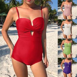 Women's Swimwear Sexy Yoga Shorts Women Fashion Solid Strap Swimsuit Bikini Bathing V Neck Piece High Waisted Bottoms