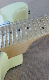 Vintage Yellow Cream Yngwie Malmsteen Scalloped ST Maple Fretboard Big Head 6 string Electric Guitar Guitarra1430219
