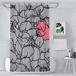 Shower Curtains The Herd Elephants Bathroom Waterproof Partition Curtain Funny Home Decor Accessories