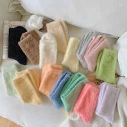 Women Socks Soft Plush Thermal Solid Color Autumn Winter Thick Warm Snow Fashion Homewear Keep Floor Sleep Sock