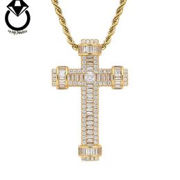 New Style Hip Hop Jewelry Silver Gold Cross Pendant Ice Out Diamond Jewelry Pendant Necklace