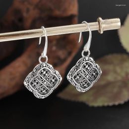 Dangle Earrings Women's Ethnic Style Retro Braided Hollow Square Mesh Engraved Hook Party Vacation Versatile Accessories