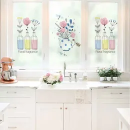 Window Stickers Custom Floral Frosted Glass Film Cellophane Balcony Bathroom Transparent Opaque