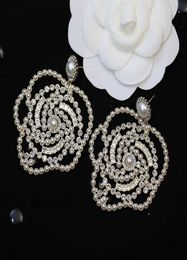Whole Fine Jewelry Gold Hollowed Rose Pearl Drop Earrings AAA Zircon Shiny Party Fashion Trend Luxury 2022 Women Accessories7664334