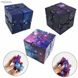 Decompression Toy Mini Fidget Block Infinity Cube Galaxy Space Sensory Desk Toy Fidget Block Magic Puzzle Flip Cube for Teens Adult Birthday GiftsL2404