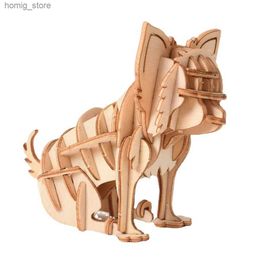 3D Puzzles 3D Chihuahua Wooden Craft Kits Toys Kids Build Blocks Constructor Animal Shaped Models Jigsaw Brick DIY Assemble Dogs for Adult Y240415